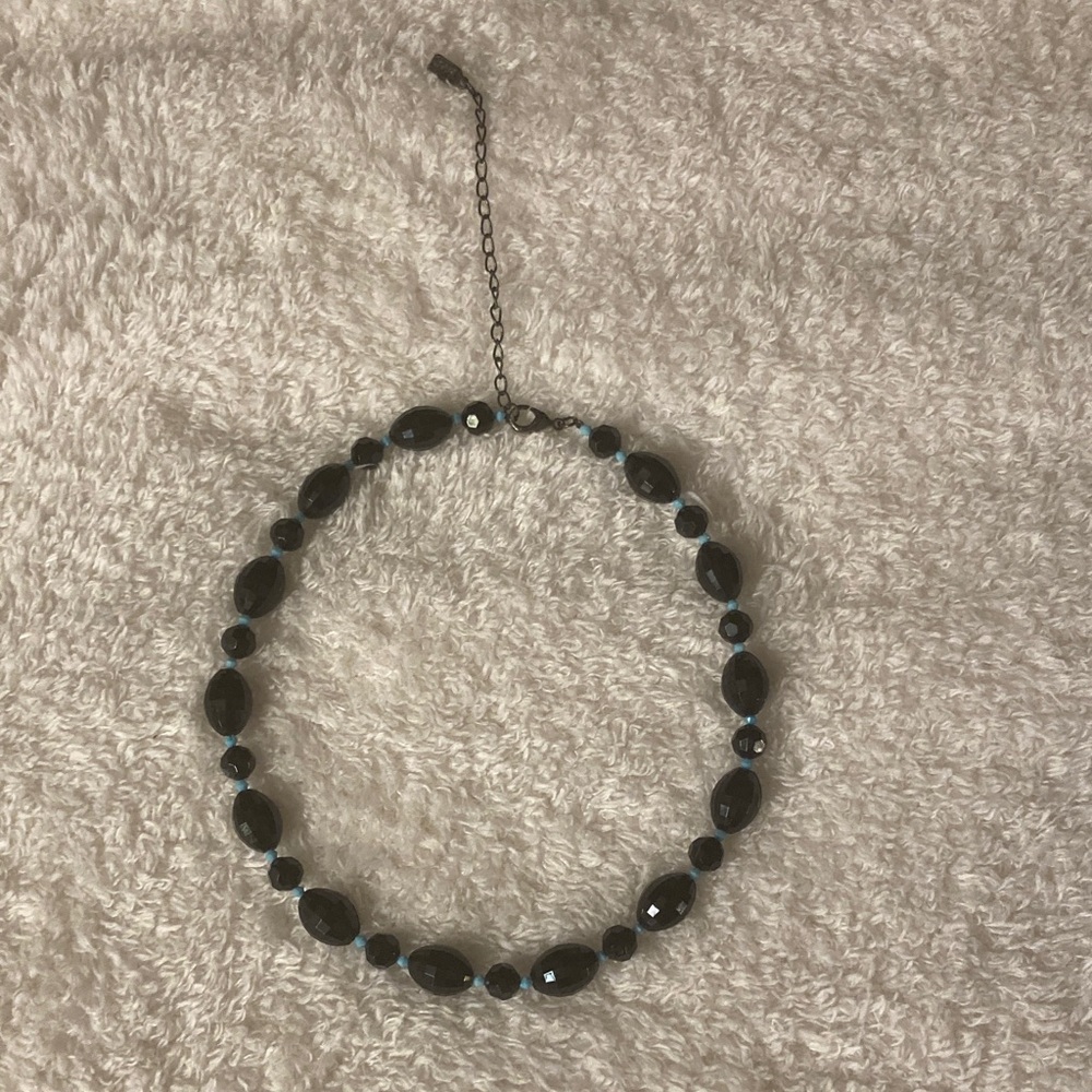 Elegant Black and Blue Beaded Necklace